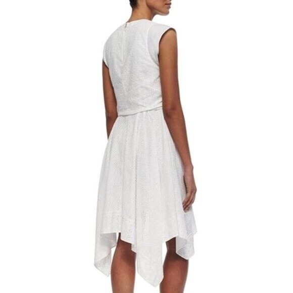 Rebecca Taylor Women's Netted‎ Eyelet Tie-Waist Cap Sleeve Dress Size 4 - Picture 4 of 13